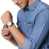 Buy Shop Emporio Armani Renato Chronograph Silver Dial Green Leather Strap Watch For Men - AR11233 USA Online