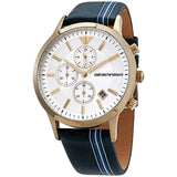 Buy Shop Emporio Armani Renato Chronograph Silver Dial Green Leather Strap Watch For Men - AR11233 USA Online