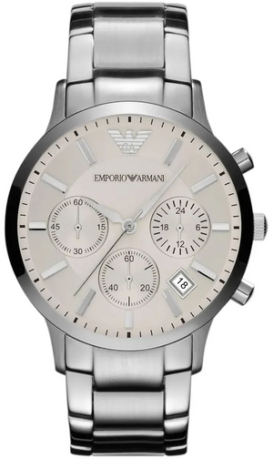 Buy Shop Emporio Armani Renato Chronograph White Dial Silver Steel Strap Watch for Women - AR2459 USA Online
