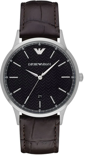 Buy Shop Emporio Armani Renato Large Black Dial Brown Leather Strap Watch for Men - AR2480 USA Online
