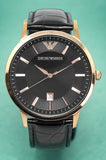 Buy Shop Emporio Armani Renato Quartz Black Dial Black Leather Strap Watch For Men - AR2425 USA Online