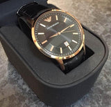 Buy Shop Emporio Armani Renato Quartz Black Dial Black Leather Strap Watch For Men - AR2425 USA Online