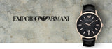Buy Shop Emporio Armani Renato Quartz Black Dial Black Leather Strap Watch For Men - AR2425 USA Online