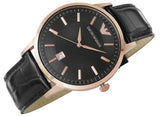 Buy Shop Emporio Armani Renato Quartz Black Dial Black Leather Strap Watch For Men - AR2425 USA Online