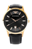 Buy Shop Emporio Armani Renato Quartz Black Dial Black Leather Strap Watch For Men - AR2425 USA Online