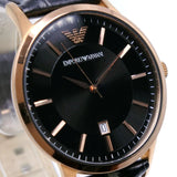 Buy Shop Emporio Armani Renato Quartz Black Dial Black Leather Strap Watch For Men - AR2425 USA Online