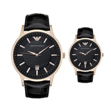 Buy Shop Emporio Armani Renato Quartz Black Dial Black Leather Strap Watch For Men - AR2425 USA Online
