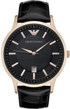 Buy Shop Emporio Armani Renato Quartz Black Dial Black Leather Strap Watch For Men - AR2425 USA Online