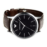 Buy Shop Emporio Armani Renato Quartz Black Dial Brown Leather Strap Watch For Men - AR11187 USA Online