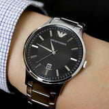 Buy Shop Emporio Armani Renato Quartz Black Dial Silver Steel Strap Watch For Men - AR11181 USA Online