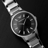 Buy Shop Emporio Armani Renato Quartz Black Dial Silver Steel Strap Watch For Men - AR11181 USA Online