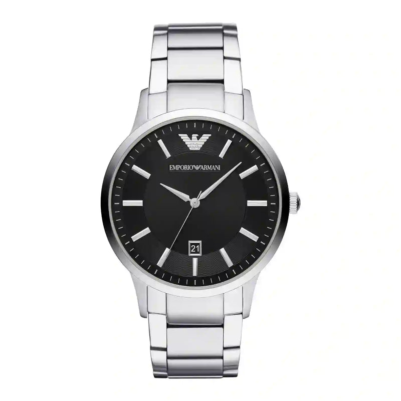 Buy Shop Emporio Armani Renato Quartz Black Dial Silver Steel Strap Watch For Men - AR11181 USA Online