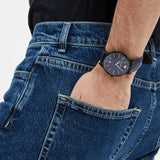 Buy Shop Emporio Armani Renato Quartz Blue Dial Blue Leather Strap Watch For Men - AR11190 USA Online