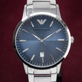 Buy Shop Emporio Armani Renato Quartz Blue Dial Silver Steel Strap Watch For Men - AR11182 USA Online