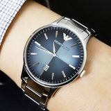 Buy Shop Emporio Armani Renato Quartz Blue Dial Silver Steel Strap Watch For Men - AR11182 USA Online