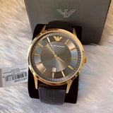 Buy Shop Emporio Armani Renato Quartz Grey Dial Black Leather Strap Watch For Men - AR11049 USA Online