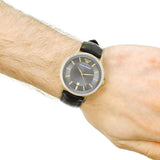 Buy Shop Emporio Armani Renato Quartz Grey Dial Black Leather Strap Watch For Men - AR11049 USA Online