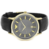 Buy Shop Emporio Armani Renato Quartz Grey Dial Black Leather Strap Watch For Men - AR11049 USA Online
