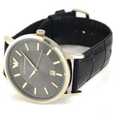 Buy Shop Emporio Armani Renato Quartz Grey Dial Black Leather Strap Watch For Men - AR11049 USA Online