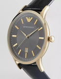 Buy Shop Emporio Armani Renato Quartz Grey Dial Black Leather Strap Watch For Men - AR11049 USA Online