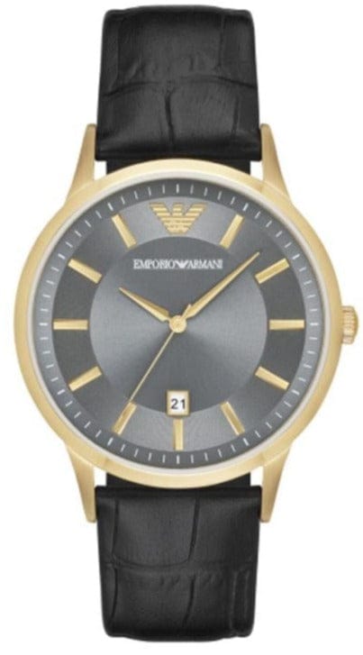 Buy Shop Emporio Armani Renato Quartz Grey Dial Black Leather Strap Watch For Men - AR11049 USA Online