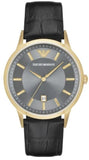 Buy Shop Emporio Armani Renato Quartz Grey Dial Black Leather Strap Watch For Men - AR11049 USA Online