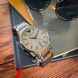 Buy Shop Emporio Armani Renato Quartz Grey Dial Grey Steel Strap Watch For Men - AR11120 USA Online