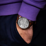 Buy Shop Emporio Armani Renato Quartz Silver Dial Brown Leather Strap Watch For Men - AR11185 USA Online