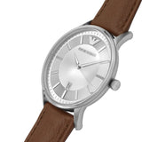 Buy Shop Emporio Armani Renato Quartz Silver Dial Brown Leather Strap Watch For Men - AR11185 USA Online