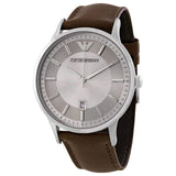 Buy Shop Emporio Armani Renato Quartz Silver Dial Brown Leather Strap Watch For Men - AR11185 USA Online
