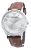 Buy Shop Emporio Armani Renato Quartz Silver Dial Brown Leather Strap Watch For Men - AR11185 USA Online