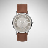 Buy Shop Emporio Armani Renato Quartz Silver Dial Brown Leather Strap Watch For Men - AR11185 USA Online