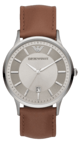 Buy Shop Emporio Armani Renato Quartz Silver Dial Brown Leather Strap Watch For Men - AR11185 USA Online