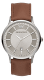 Buy Shop Emporio Armani Renato Quartz Silver Dial Brown Leather Strap Watch For Men - AR11185 USA Online
