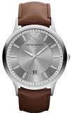 Buy Shop Emporio Armani Renato Silver Dial Brown Leather Strap Watch For Men - AR2463 USA Online