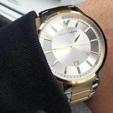 Buy Shop Emporio Armani Renato Silver Dial Two Tone Steel Strap Watch For Men - AR2449 USA Online
