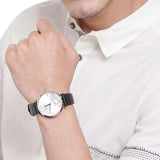 Buy Shop Emporio Armani Retro Analog Quartz Silver Dial Black Leather Strap Watch For Men - AR1674 USA Online