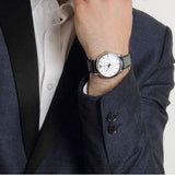 Buy Shop Emporio Armani Retro Analog Quartz Silver Dial Black Leather Strap Watch For Men - AR1674 USA Online