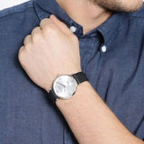 Buy Shop Emporio Armani Retro Analog Quartz Silver Dial Black Leather Strap Watch For Men - AR1674 USA Online