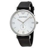 Buy Shop Emporio Armani Retro Analog Quartz Silver Dial Black Leather Strap Watch For Men - AR1674 USA Online