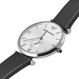 Buy Shop Emporio Armani Retro Analog Quartz Silver Dial Black Leather Strap Watch For Men - AR1674 USA Online