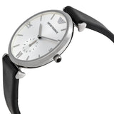 Buy Shop Emporio Armani Retro Analog Quartz Silver Dial Black Leather Strap Watch For Men - AR1674 USA Online