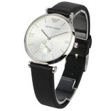 Buy Shop Emporio Armani Retro Analog Quartz Silver Dial Black Leather Strap Watch For Men - AR1674 USA Online