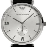 Buy Shop Emporio Armani Retro Analog Quartz Silver Dial Black Leather Strap Watch For Men - AR1674 USA Online