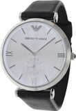 Buy Shop Emporio Armani Retro Analog Quartz Silver Dial Black Leather Strap Watch For Men - AR1674 USA Online