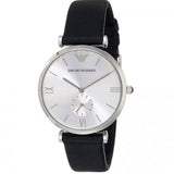 Buy Shop Emporio Armani Retro Analog Quartz Silver Dial Black Leather Strap Watch For Men - AR1674 USA Online