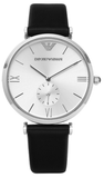 Buy Shop Emporio Armani Retro Analog Quartz Silver Dial Black Leather Strap Watch For Men - AR1674 USA Online