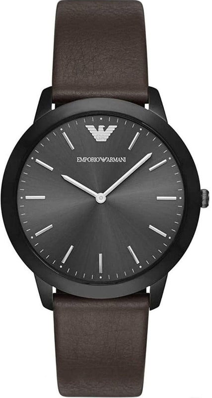 Buy Shop Emporio Armani Retro Black Dial Brown Leather Strap Watch for Men - AR2483 USA Online