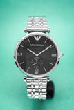 Buy Shop Emporio Armani Retro Black Dial Silver Steel Strap Watch For Men - AR1676 USA Online