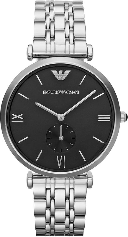 Buy Shop Emporio Armani Retro Black Dial Silver Steel Strap Watch For Men - AR1676 USA Online